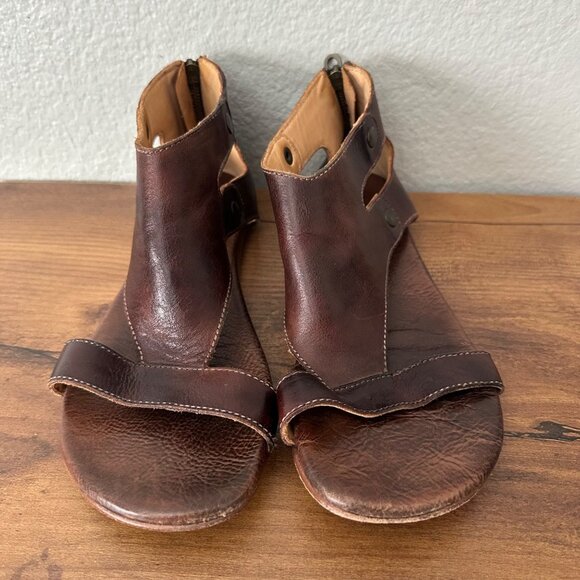 Bed Stu Teak Rustic Soto Leather Sandal Back Zipper Closure Timeless Brown 9 - Picture 1 of 8